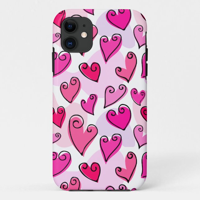 Girly Pink Hearts Niedlich Romantischer Valentinst Case-Mate iPhone Hülle (Rückseite)