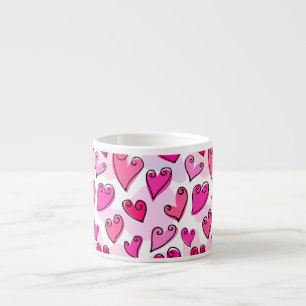 Girly Pink Hearts Niedlich Romantischer Valentinst Espressotasse