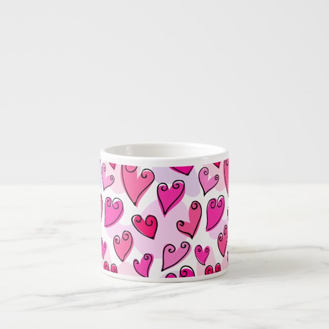 Girly Pink Hearts Niedlich Romantischer Valentinst Espressotasse (Vorderseite)