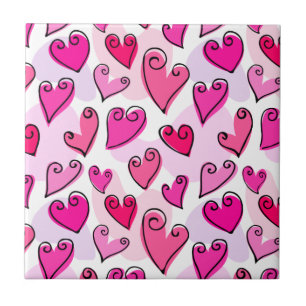 Girly Pink Hearts Niedlich Romantischer Valentinst Fliese