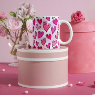 Girly Pink Hearts Niedlich Romantischer Valentinst Kaffeetasse