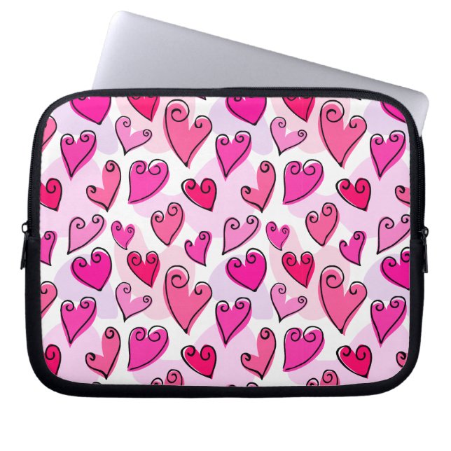Girly Pink Hearts Niedlich Romantischer Valentinst Laptopschutzhülle (Vorderseite)