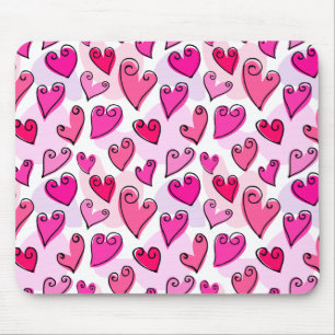 Girly Pink Hearts Niedlich Romantischer Valentinst Mousepad