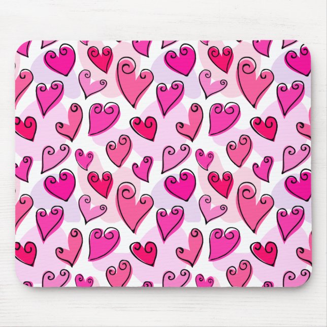Girly Pink Hearts Niedlich Romantischer Valentinst Mousepad (Vorne)