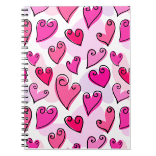 Girly Pink Hearts Niedlich Romantischer Valentinst Notizblock
