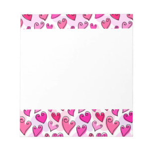 Girly Pink Hearts Niedlich Romantischer Valentinst Notizblock