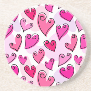 Girly Pink Hearts Niedlich Romantischer Valentinst Untersetzer