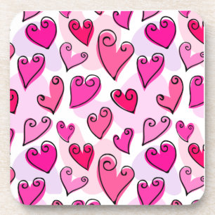 Girly Pink Hearts Niedlich Romantischer Valentinst Untersetzer