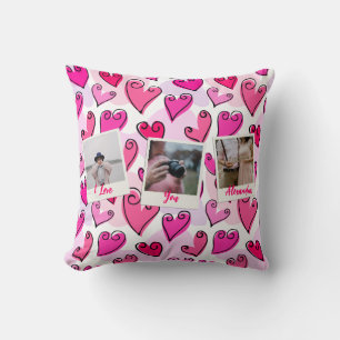 Girly Pink Hearts Niedlich Romantisches Valentinis Kissen