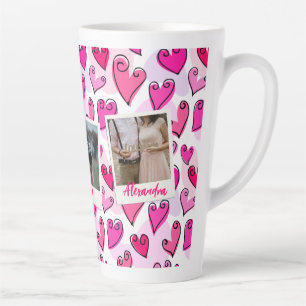 Girly Pink Hearts Niedlich Romantisches Valentinis Milchtasse