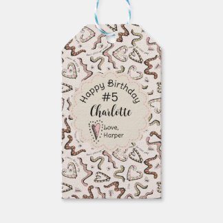 Girly Pink Insects Herzwürmer wünscht Geburtstag Geschenkanhänger