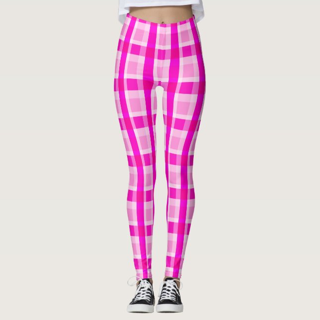 Girly Pink Kariert Leggings (Vorderseite)