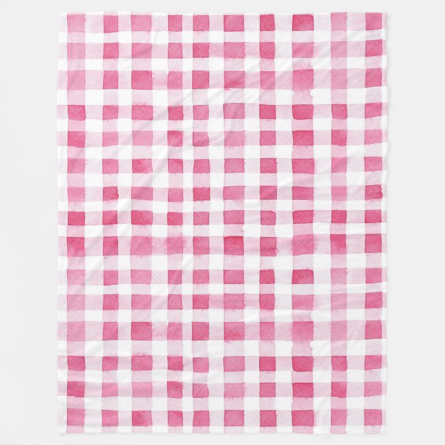 Girly Pink Kariert Stripes Weihnachten Fleecedecke (Vorderseite)