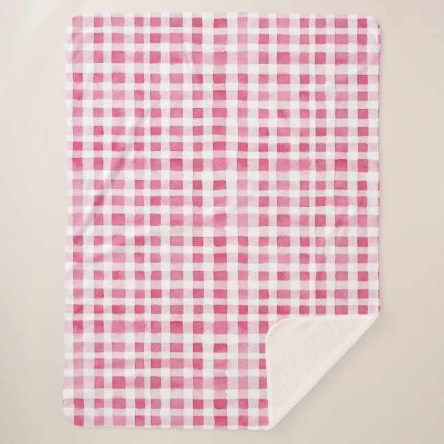 Girly Pink Kariert Stripes Weihnachten Sherpadecke (Vorderseite)