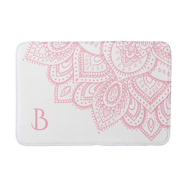 Girly Pink Lace Mandala Badematte (Vorderseite)