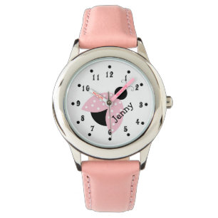 Girly Pink Ladybug Girl's Custom Watch Armbanduhr