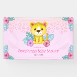 Girly Pink Leopard Baby Dusche Willkommen Banner