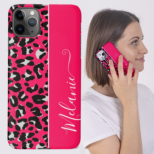 Girly Pink Leopard Muster Background Individuelle  iPhone Hülle (Von Creator hochgeladen)