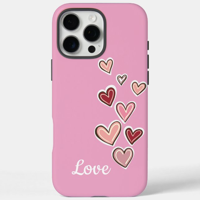 Girly Pink Liebe Herz Case-Mate iPhone Hülle (Rückseite)