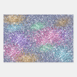 Girly Pink Lila Aqua Mint Gold Einhorn Geschenkpapier Set