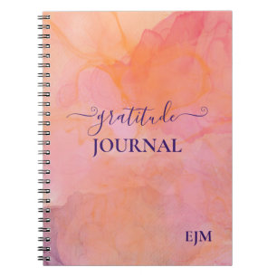 Girly Pink Lila Watercolor Mit Monogramm Dankbarke Notizblock