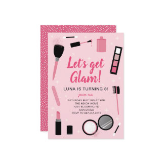 Girly Pink Makeup Glamour Geburtstagseinladung Einladung