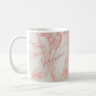 Girly Pink Marmor Schöner Marmor Individuelle Name Kaffeetasse