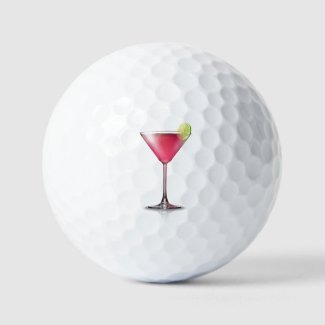 Girly Pink Martini Glass Drink Golfball (Vorderseite)