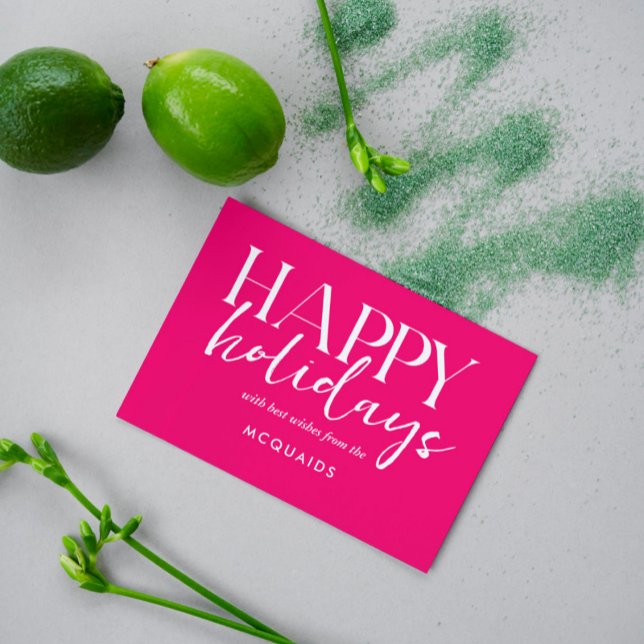 Girly Pink Modern Geometric Christmas Feiertagskarte (Von Creator hochgeladen)