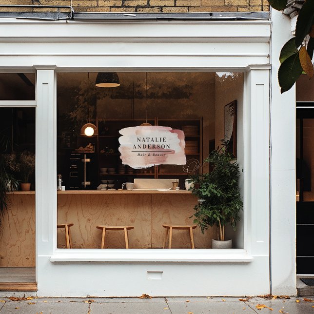 Girly Pink Modern Watercolour Branding Sign Fensteraufkleber (Von Creator hochgeladen)