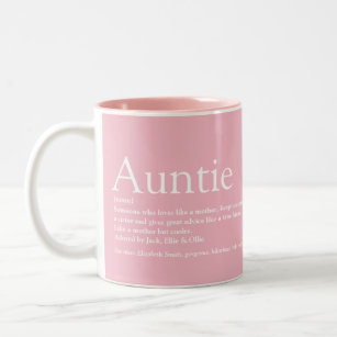 Girly Pink Moderne Coole Fun Tante Tante Definitio Zweifarbige Tasse
