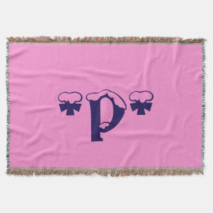 Girly Pink Monogram Design Text Art Decke