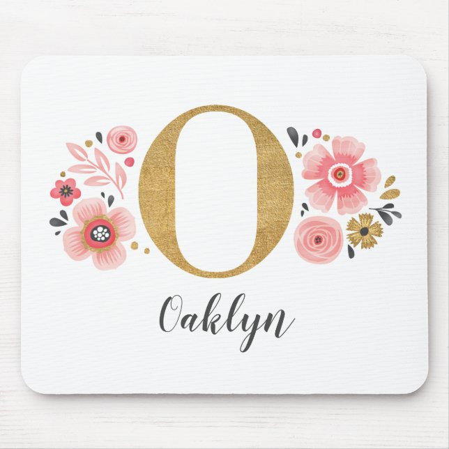 Girly Pink Monogram Mousepad (Vorne)