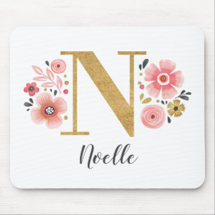 Girly Pink Monogram Mousepad