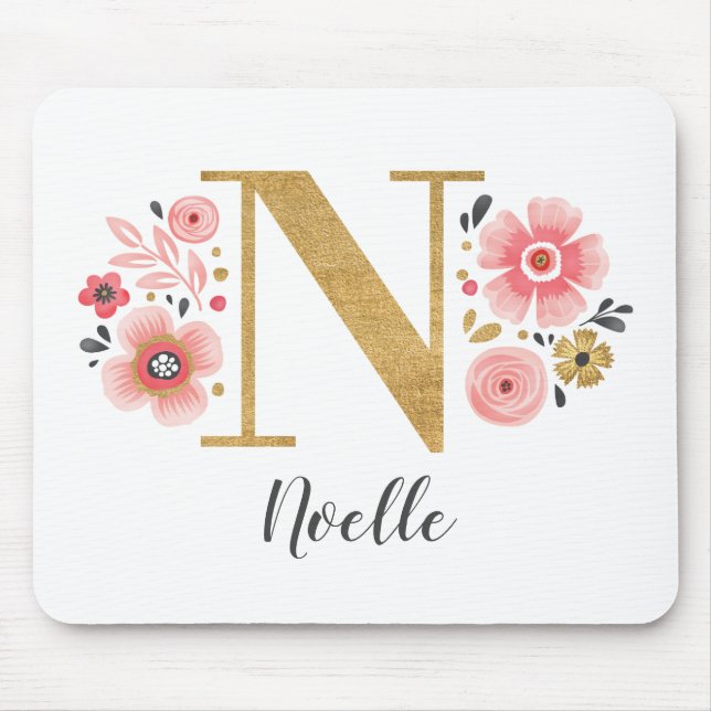 Girly Pink Monogram Mousepad (Vorne)