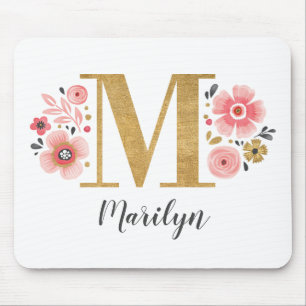 Girly Pink Monogram Mousepad