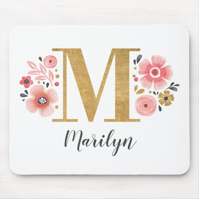Girly Pink Monogram Mousepad (Vorne)