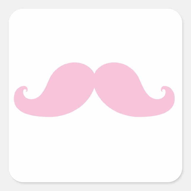 Girly Pink Mustache Quadratischer Aufkleber (Vorderseite)