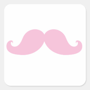 Girly Pink Mustache Quadratischer Aufkleber