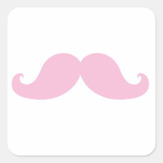 Girly Pink Mustache Quadratischer Aufkleber