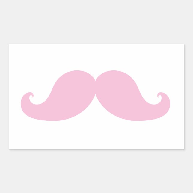 Girly Pink Mustache Rechteckiger Aufkleber (Vorderseite)