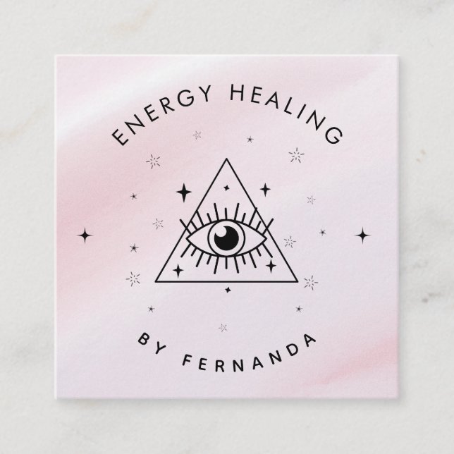 Girly Pink Mystic Magic Eye Energy Healing Funkeln Quadratische Visitenkarte (Vorderseite)