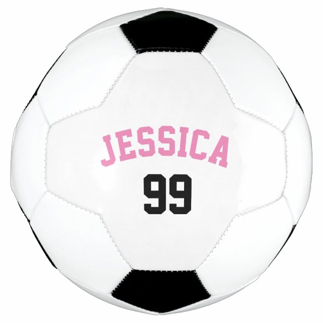 Girly Pink Name Black Number Minimalistisch Fußball (Vorderseite)