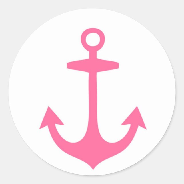 Girly Pink Nautic Design Runder Aufkleber (Vorderseite)