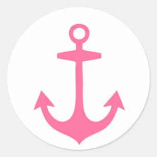 Girly Pink Nautic Design Runder Aufkleber
