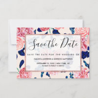 Girly Pink Navy Blue Country Blume