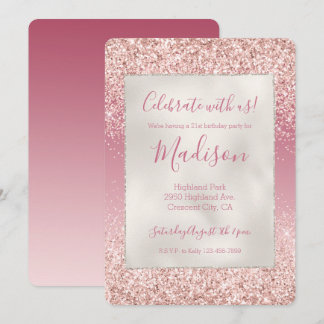 Girly Pink Ombre Glitzer Einladung