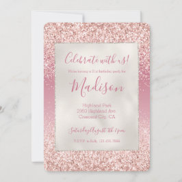 Girly Pink Ombre Glitzer Einladung