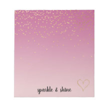 Girly Pink Ombre Gold Confetti Glitzer Herzstück