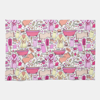 Girly Pink Pattern Geschirrtuch